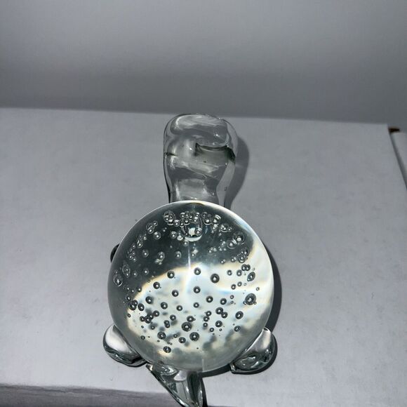 Vintage Murano Glass Turtle Suspended Controlled Bubbles Paperweight Art Glass - Picture 5 of 8